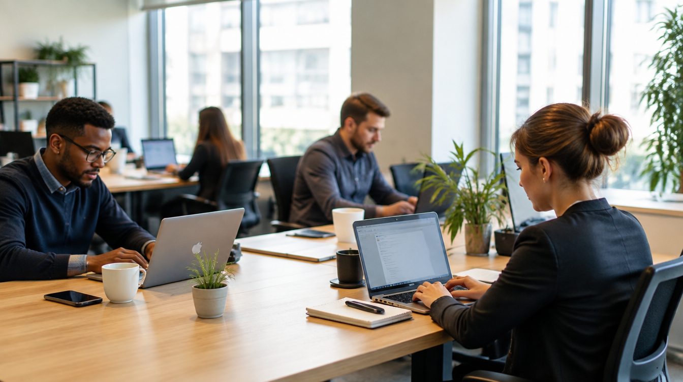 Équipe d’une organisation professionnelle au travail dans ses bureaux